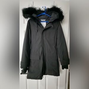 Aritzia Black Parka with Faux Fur Trim